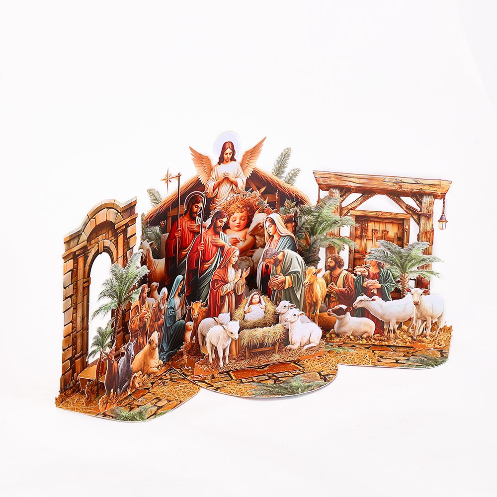 Palm Nativity Manger 3D Pop Up Card