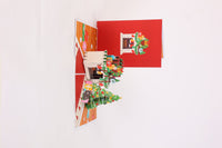 Christmas Fireplace Floral Wreath Flip Pop Up Card