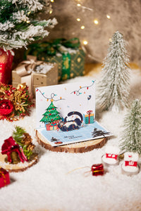 90° Cat Christmas Happy LED Strip Pop Up Card