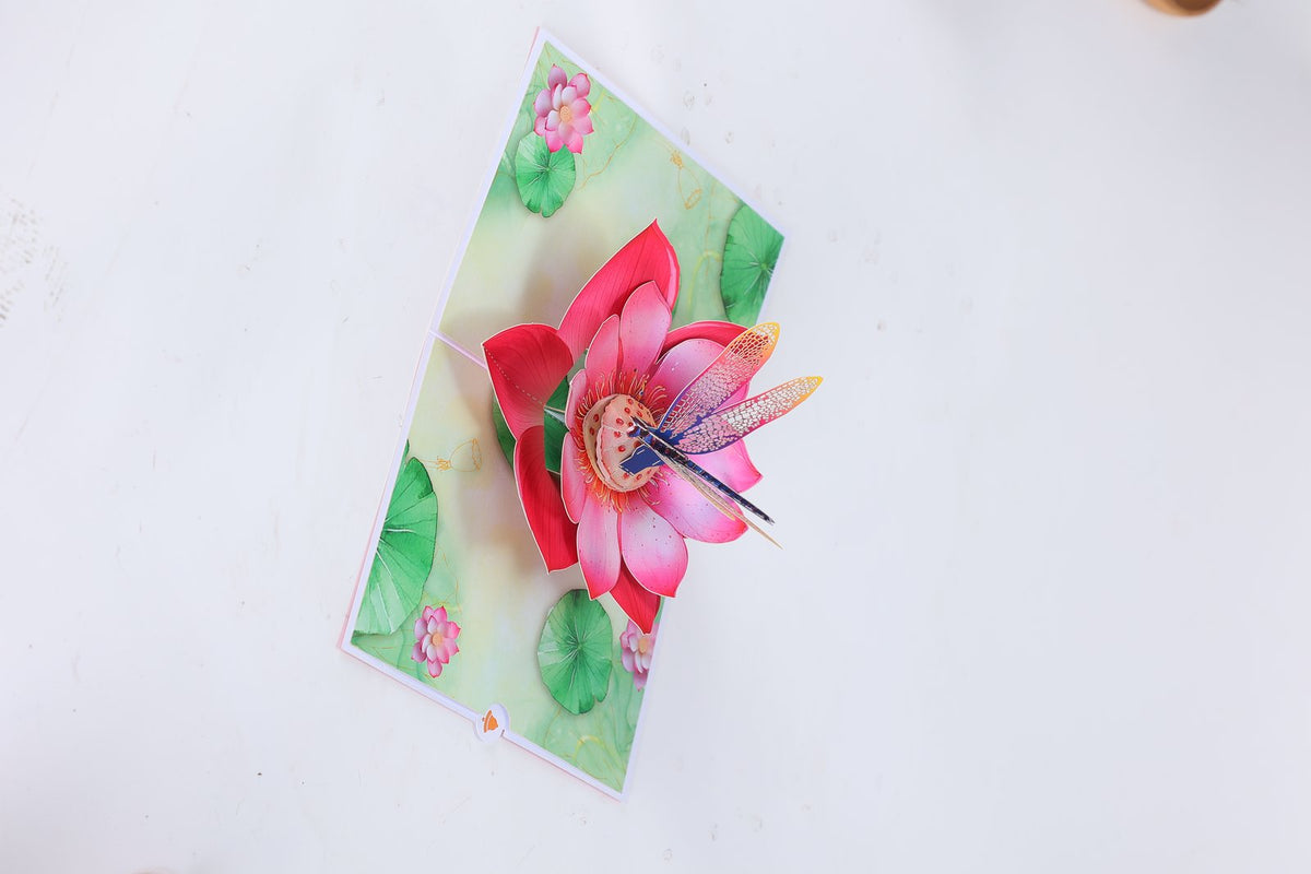 Lotus Dragonfly 3D Pop Up Card