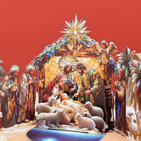 Nativity Stained Glass Double Door 3D Pop Up Card