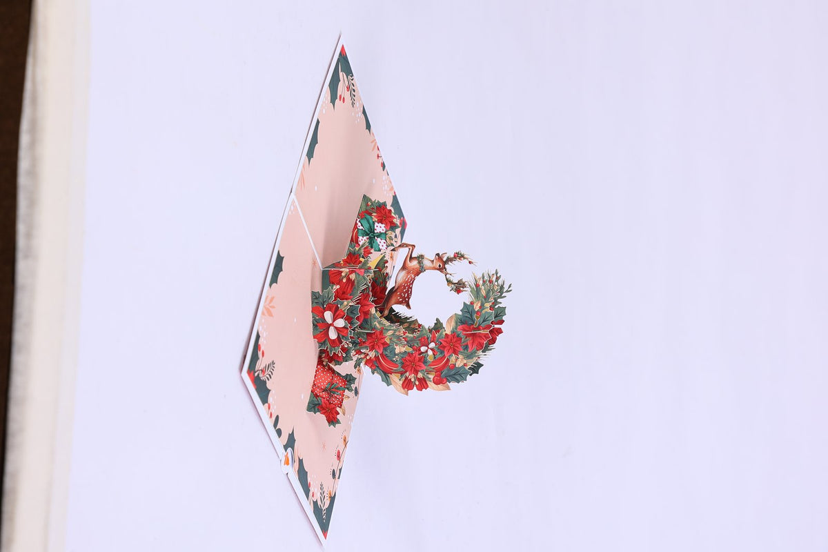 Christmas Deer Crescent Moon Greeting Card