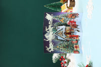 Red Christmas Snowy Night Flip Pop Up Card
