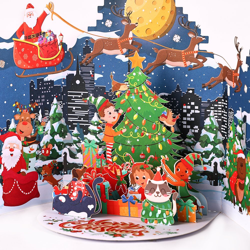 City Christmas Double Door Pop Up Card
