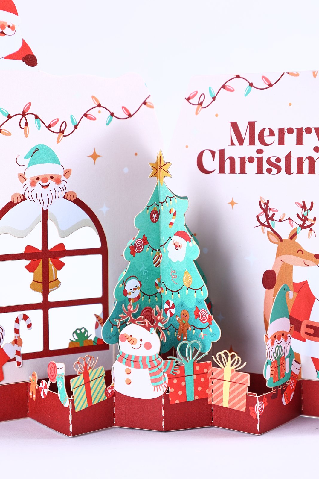 Christmas Tree Gnome Open Door 3D Pop Up Card