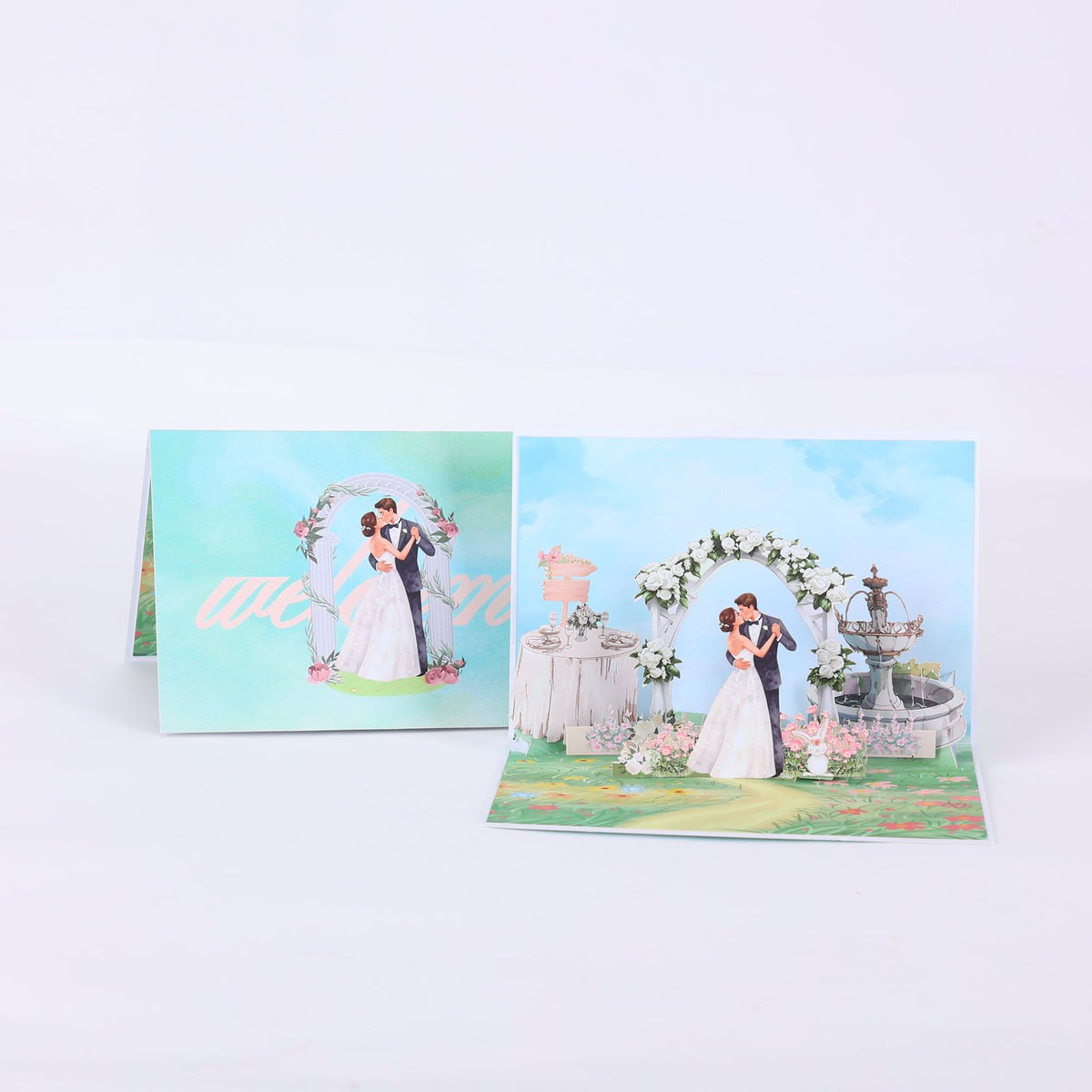 White Rose Wedding 3D Pop Up Card