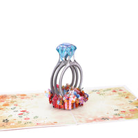 Blue Diamond Ring Proposal 3D Pop Up Card