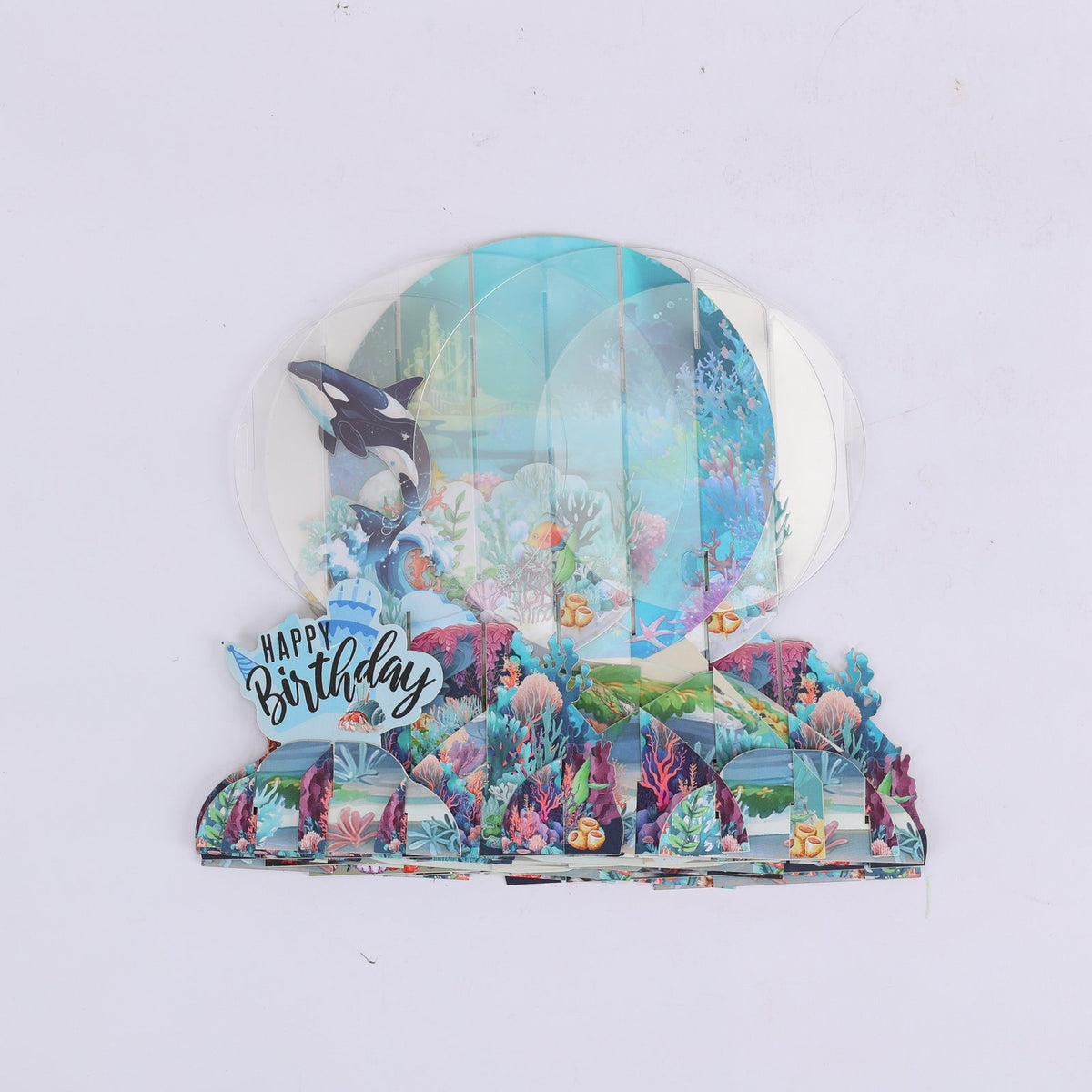 Blue Orca Under The Sea World Birthday 3D Pop Up Card