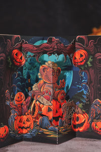 Halloween Pumpkin Bear Open Door 3D Pop Up Card