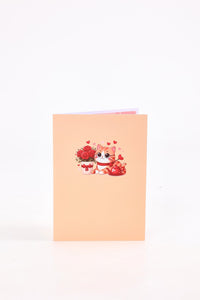 Rose Crescent Moon Cat 3D Pop Up Card