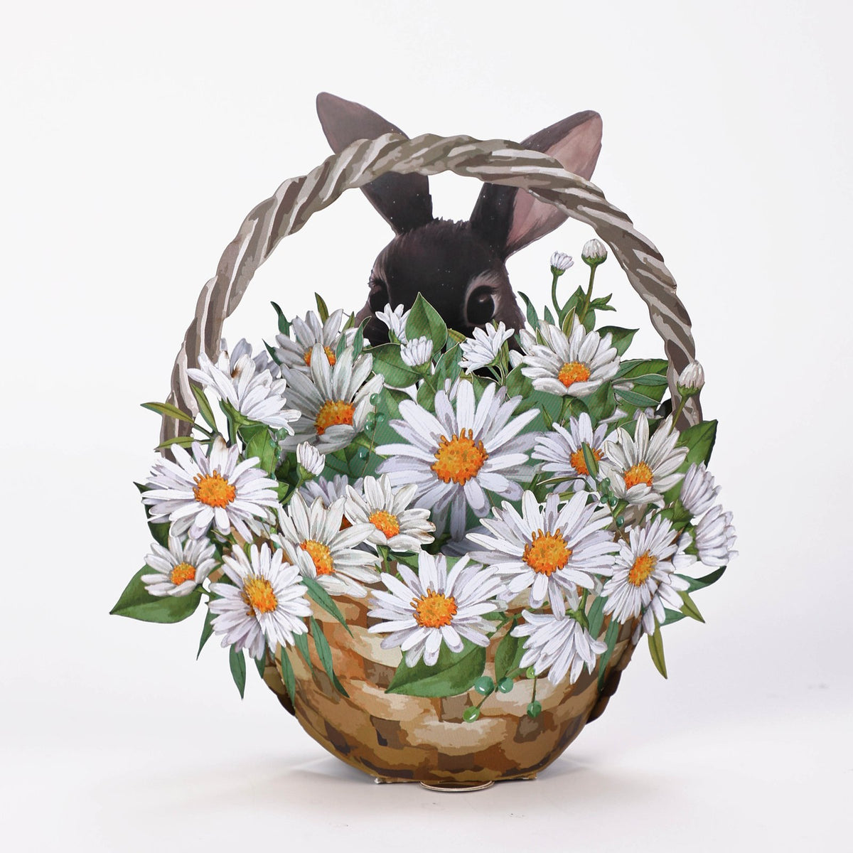 Black Rabbit Daisy Flower Basket Hanging Ornament