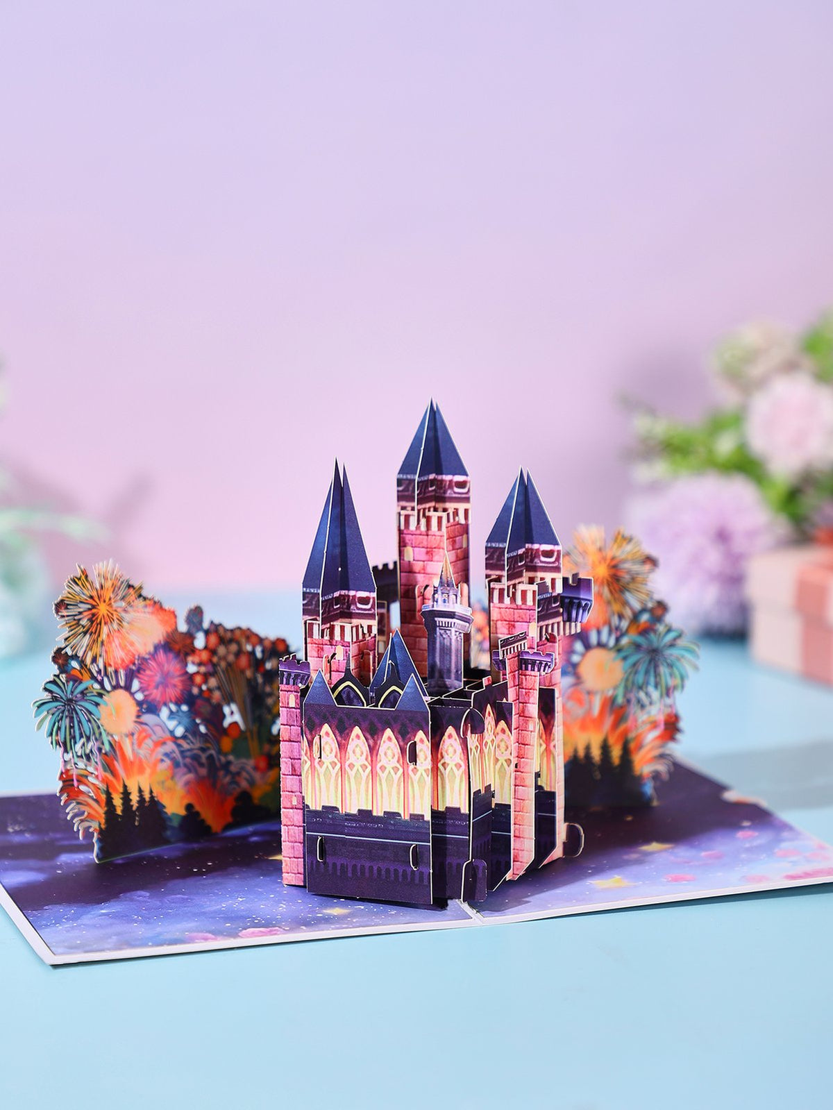 Castle Fireworks Flip Pop Up Card