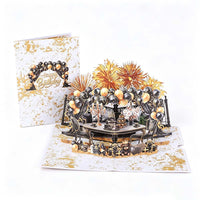 Black Gold Fireworks Birthday Greeting Card