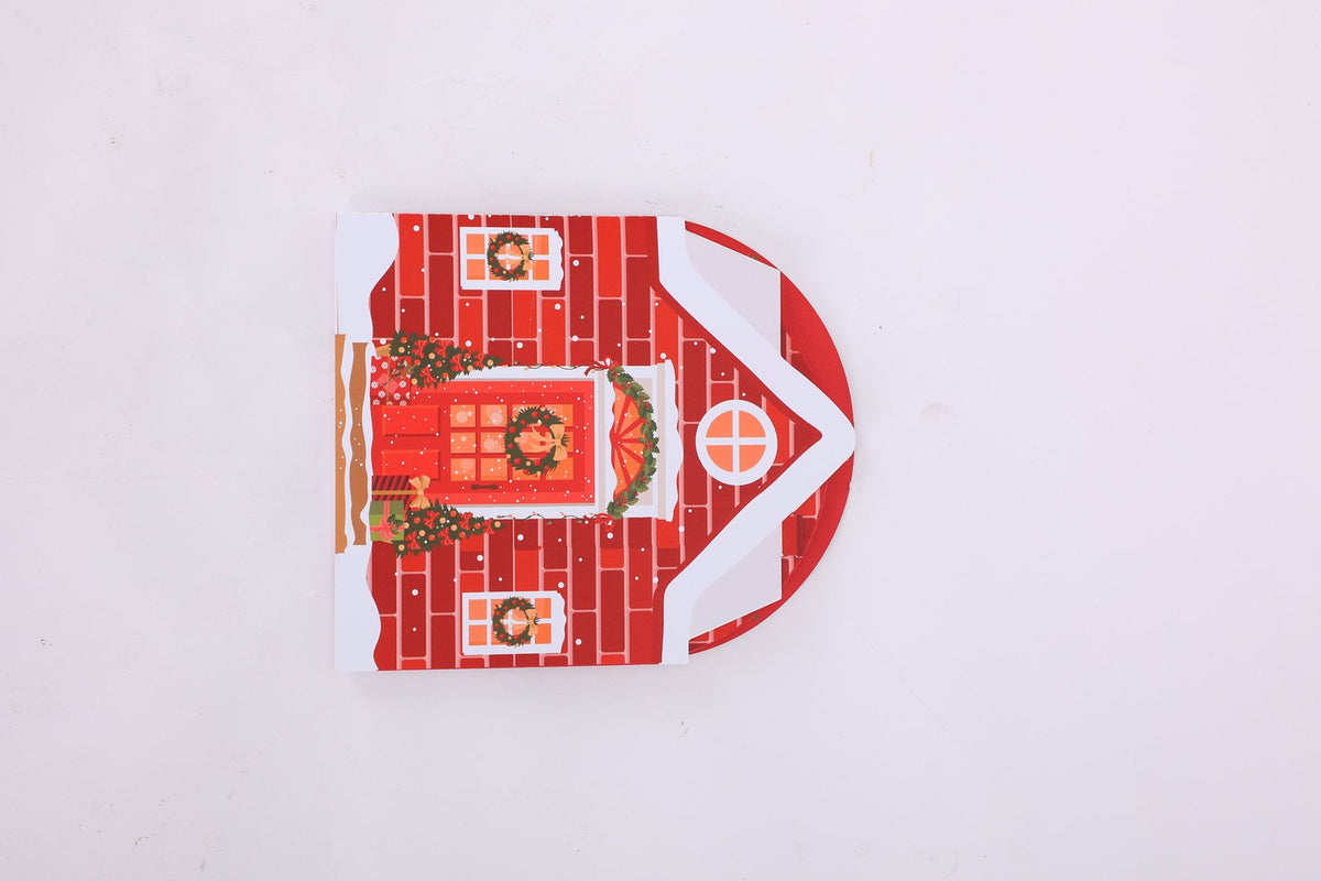Christmas Red Brick House 3D Pop Up Card