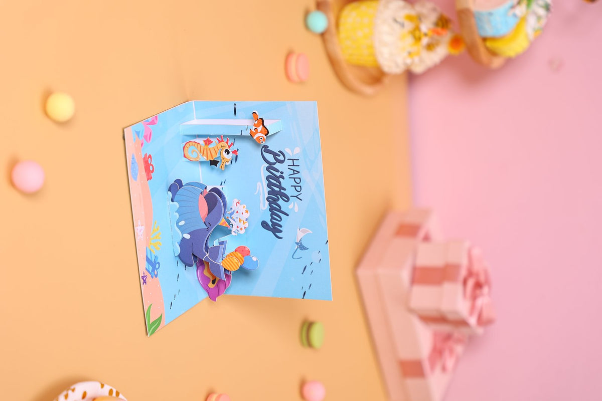 Whale 90° Birthday Greeting Card