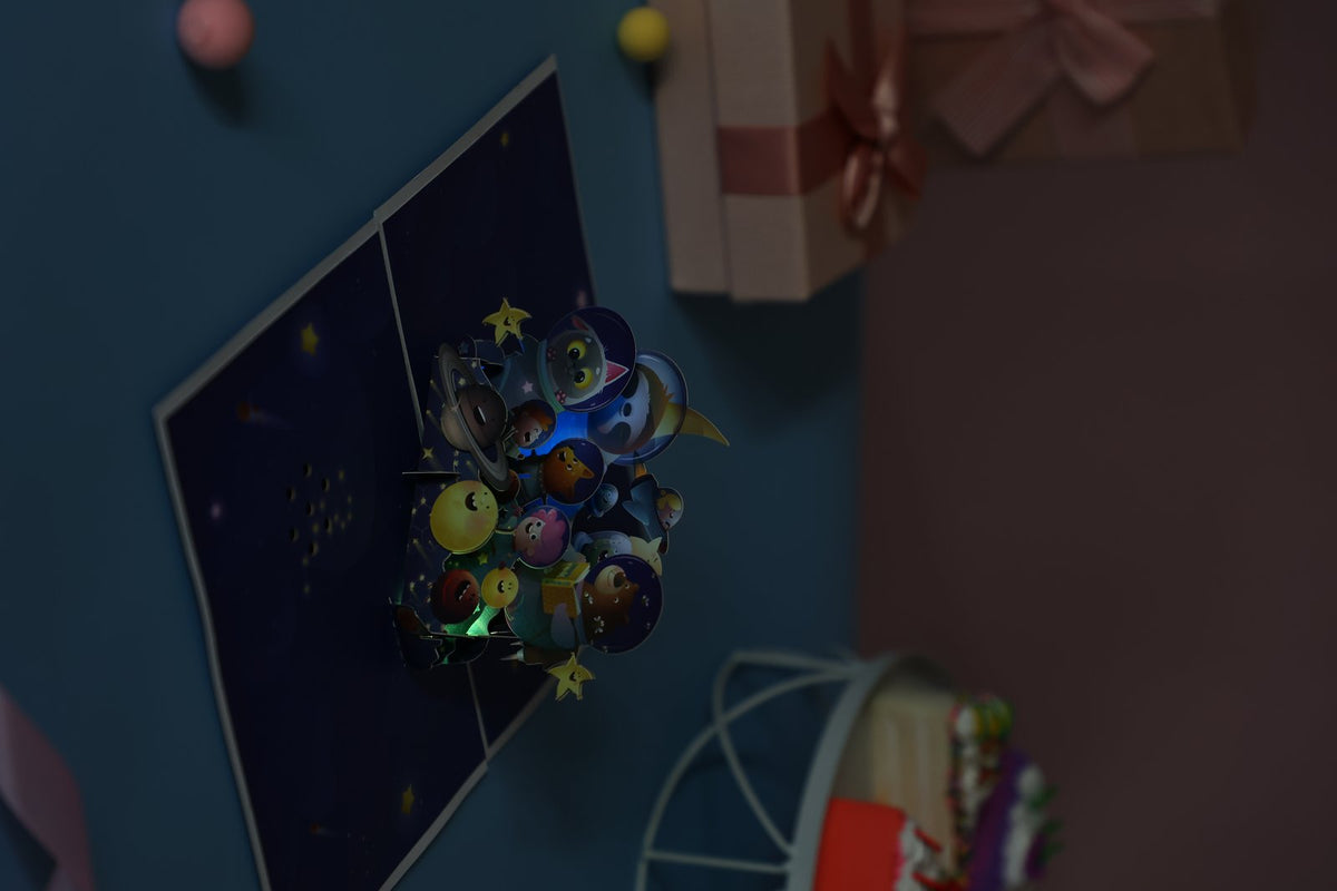 Space Animals Music 3D Pop Up Card