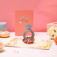 Blue Diamond Ring Proposal 3D Pop Up Card