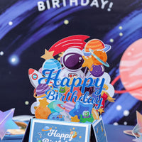 Astronaut Flower Box Birthday Greeting Card