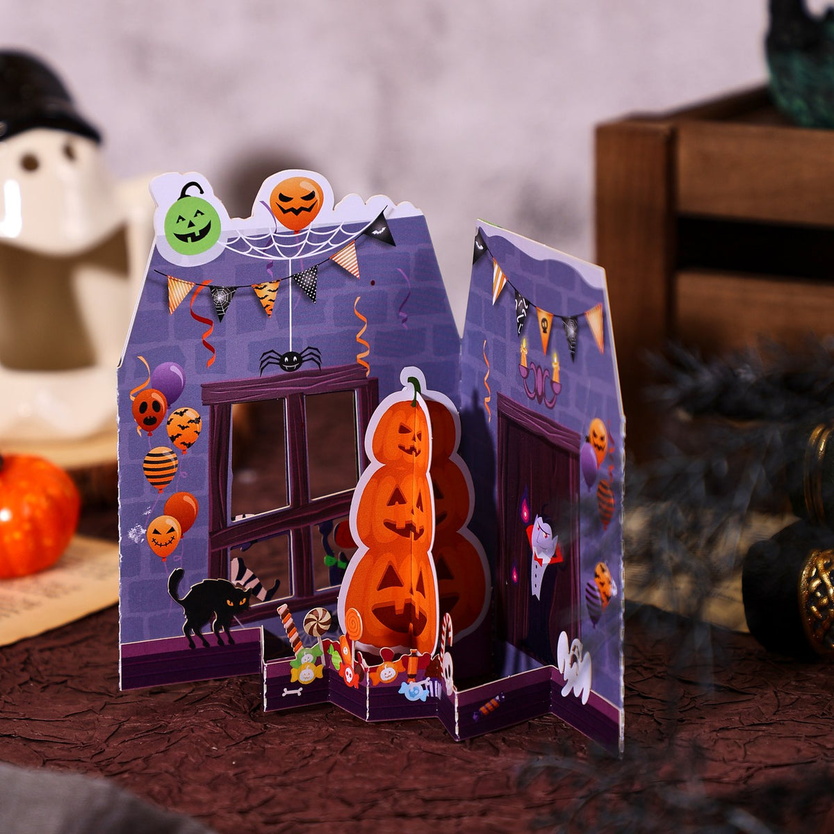 Halloween Pumpkin Open Door Card