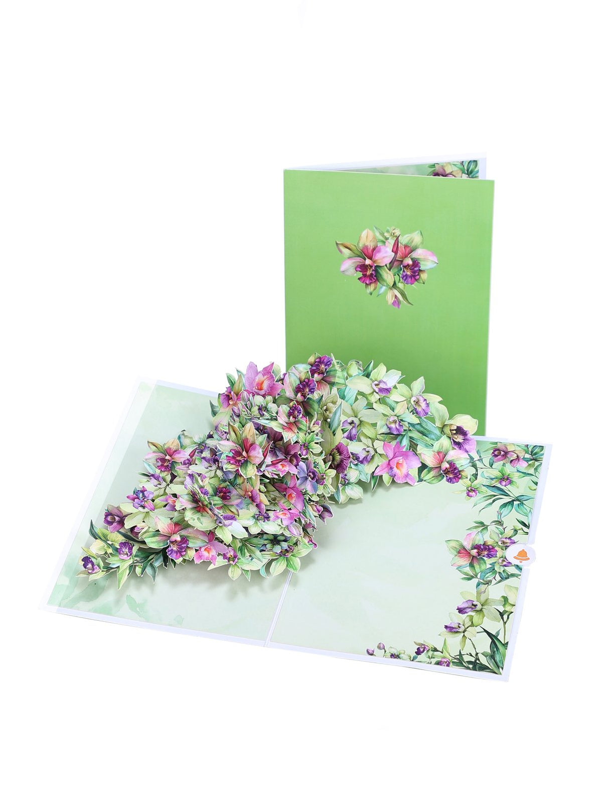 Green Dendrobium Orchid Floral Branch Greeting Card