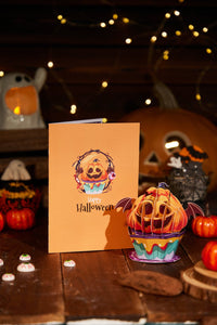 Halloween Pumpkin Cupcake Pop Up Card