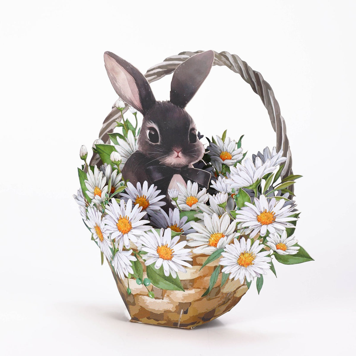 Black Rabbit Daisy Flower Basket Hanging Ornament