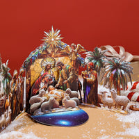 Nativity Stained Glass Double Door 3D Pop Up Card