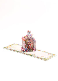 Cat Gardening Stained Glass Window 3D Pop Up Card