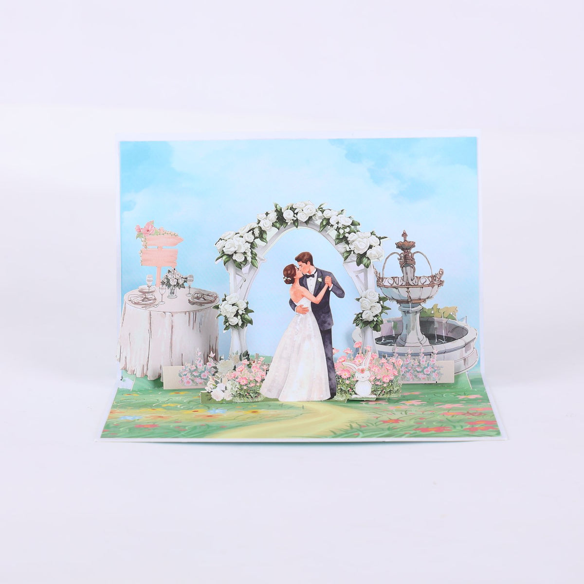 White Rose Wedding 3D Pop Up Card