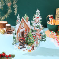 Christmas Animals Cottage 3D Pop Up Card