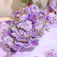 Purple Peony Floral Branch Greeting Card