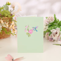 Pink Wisteria Hummingbird 3D Pop Up Card