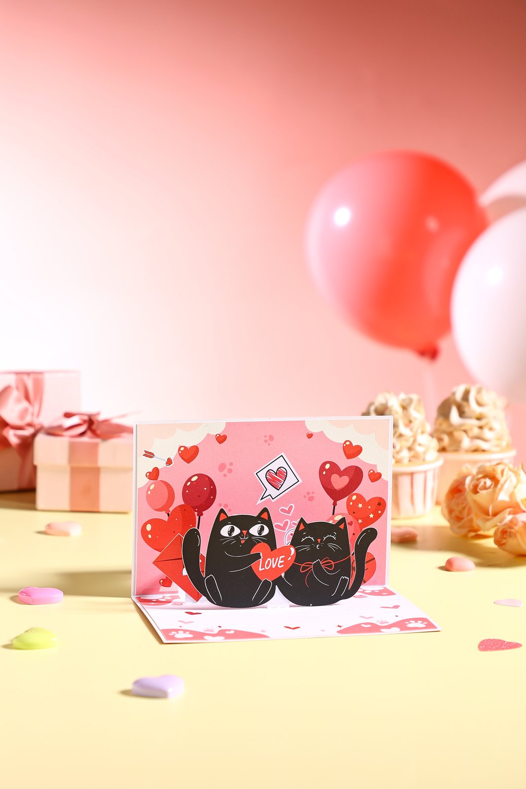 90° Cat Love Greeting Card