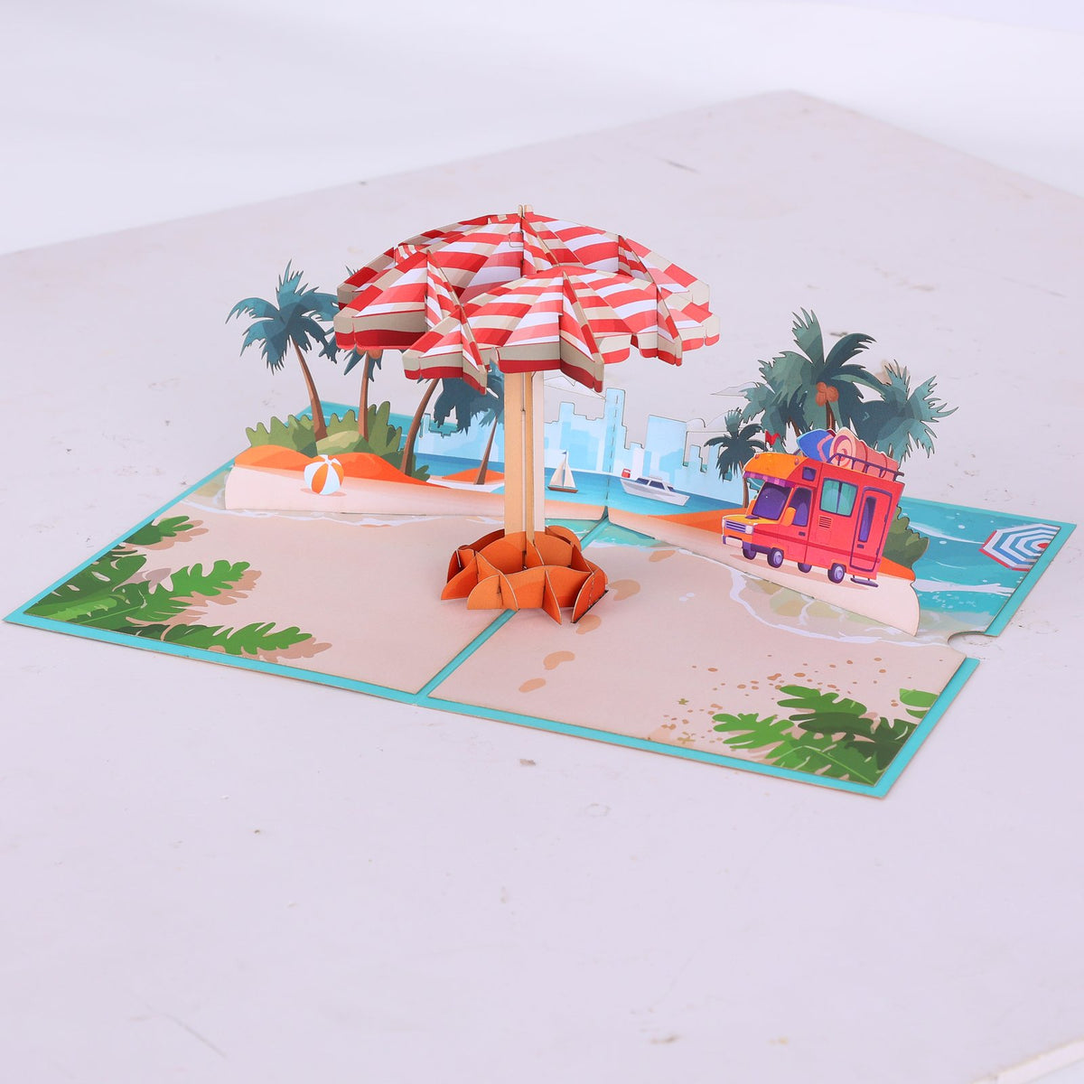 Summer Beach Party Umbrella 3D Pop Up Card