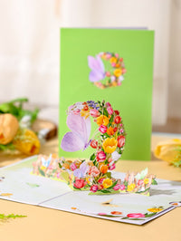 Tulip Butterfly Crescent Moon Greeting Card