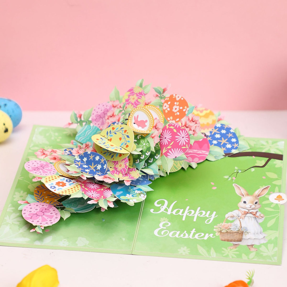 Easter Bunny Floral Wreath Greeting Card