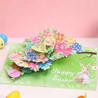 Easter Bunny Floral Wreath Greeting Card