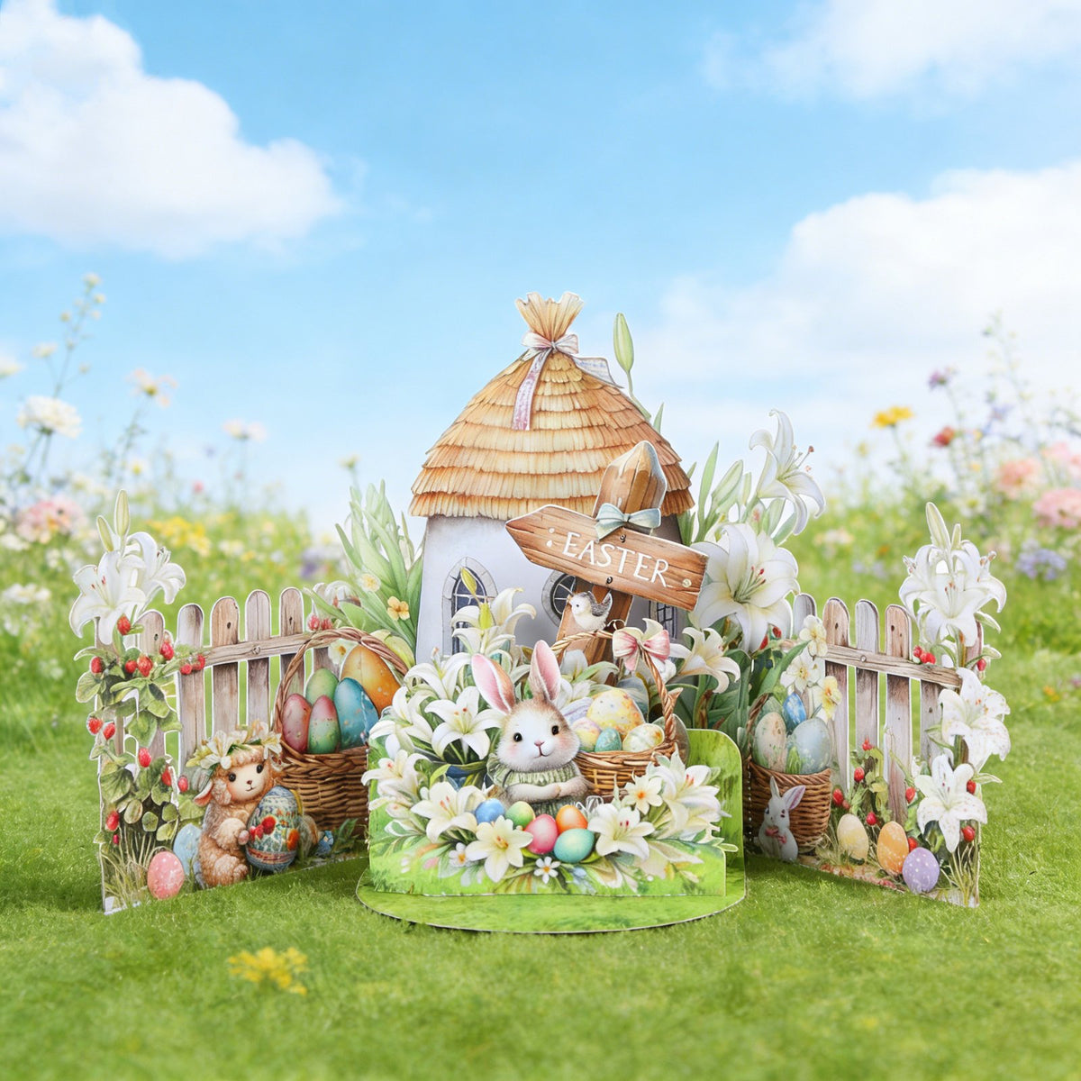 Easter Cottage Easter Egg Greeting Card