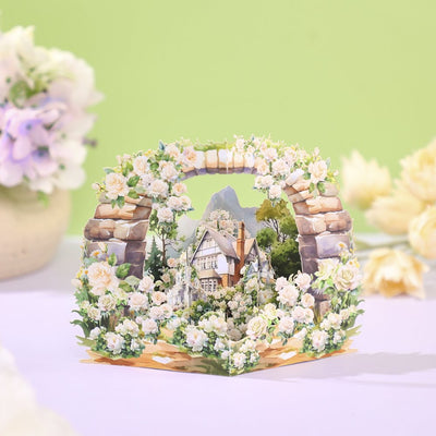 White Rose Dream Wedding 3D Pop Up Card