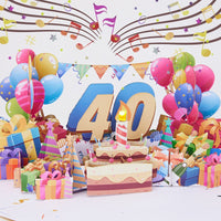 40th Birthday Light Music 3D Pop Up Card