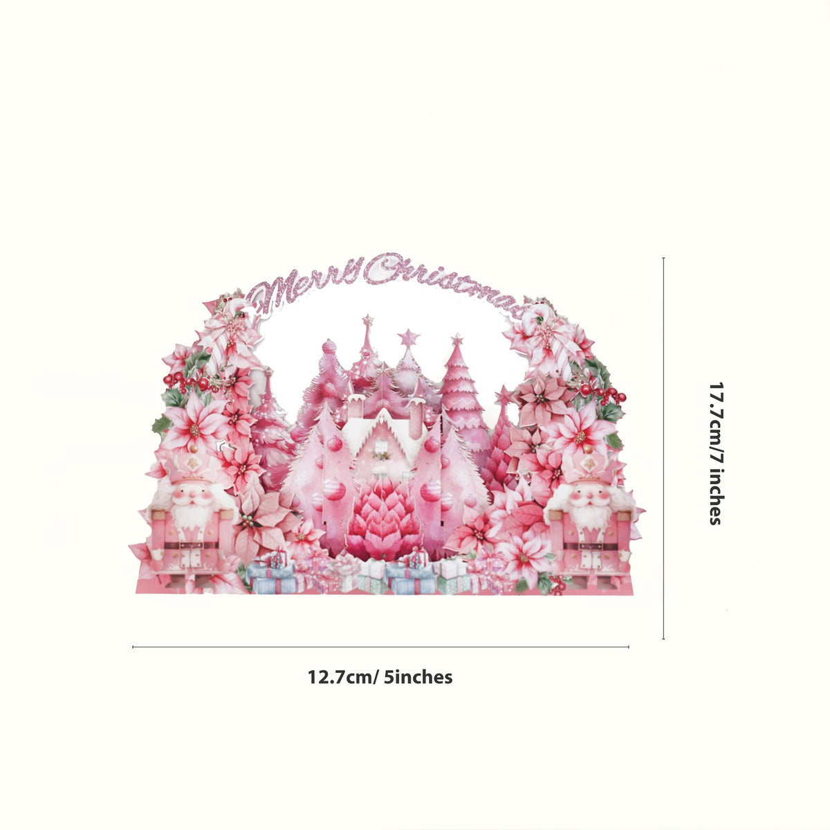 Pink Christmas Castle 3D Pop Up Card