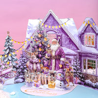 Purple Christmas Theme Double Door 3D Pop Up Card