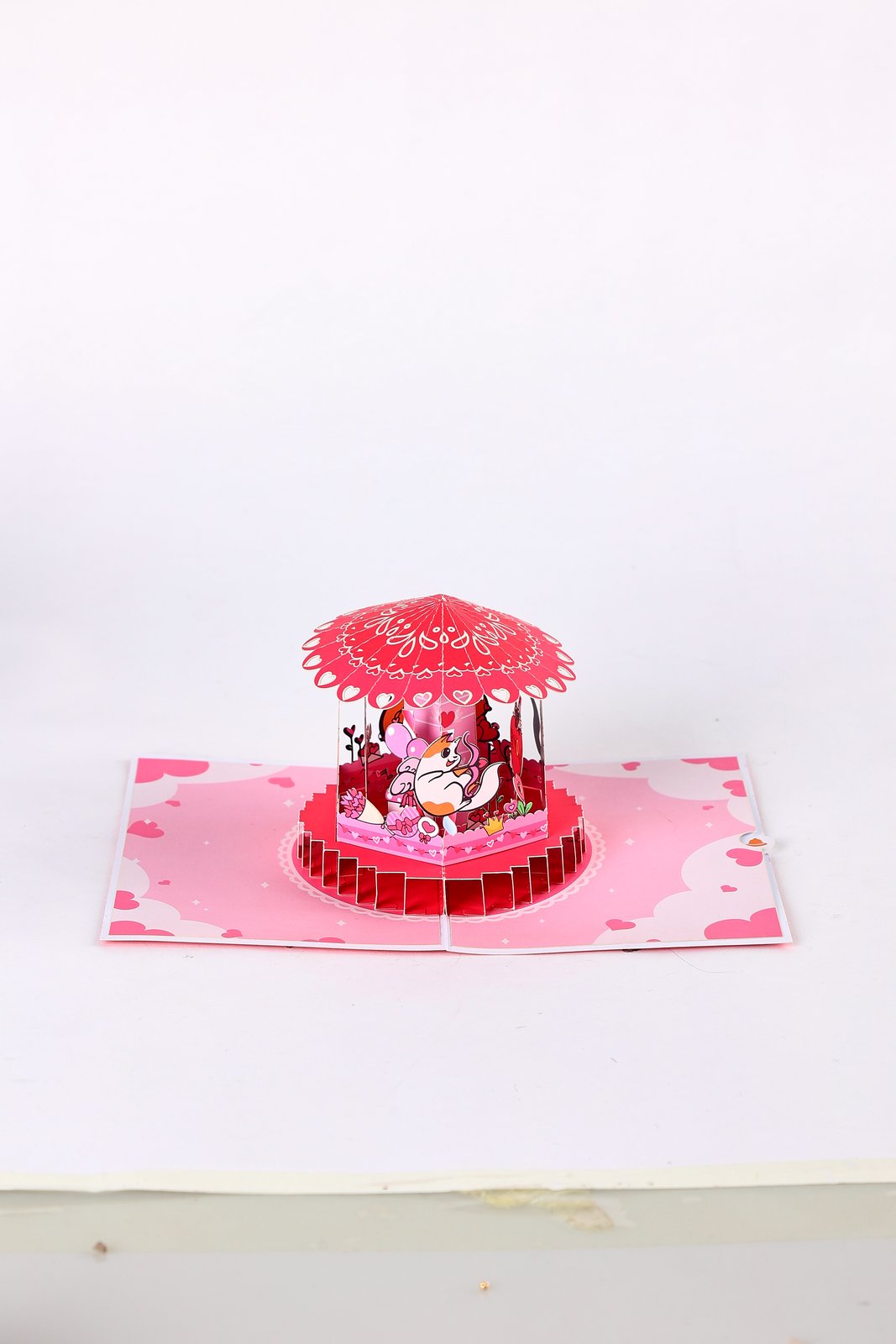 Valentine's Day Spinning Cat 3D Pop Up Card