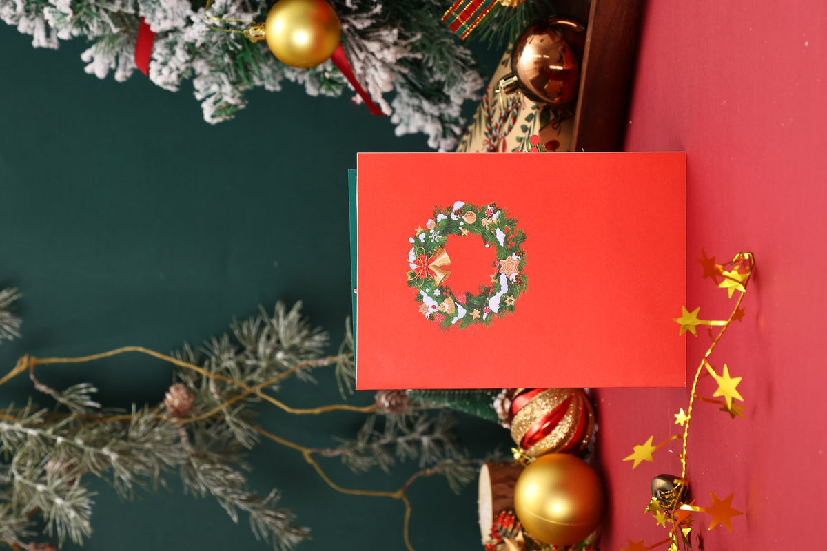 Christmas Gingerbread Floral Wreath 3D Pop Up Card