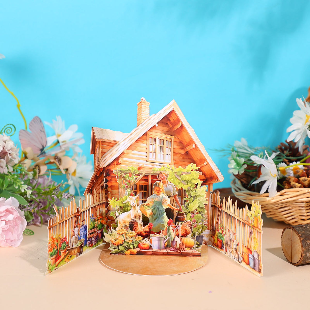 Europe Countryside Life Double Door Pop Up Card