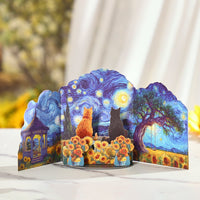 Van Gogh Starry Night Cat Greeting Card