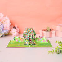Flower Tree & Butterfly Garden Greeting Card