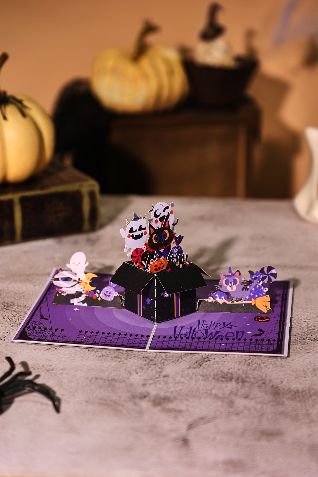 Halloween Cat Devil Greeting Card