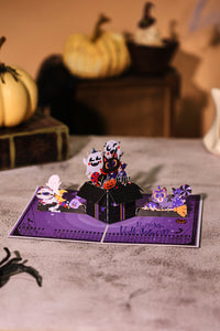 Halloween Cat Devil Greeting Card
