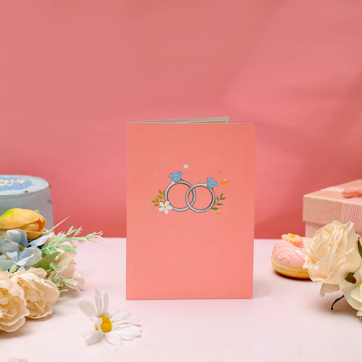 Blue Diamond Ring Proposal 3D Pop Up Card